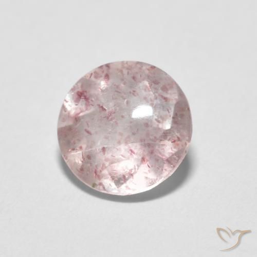 Cuarzo fresa Rosado claro natural de 1.09 ct, Redondo, Transparente