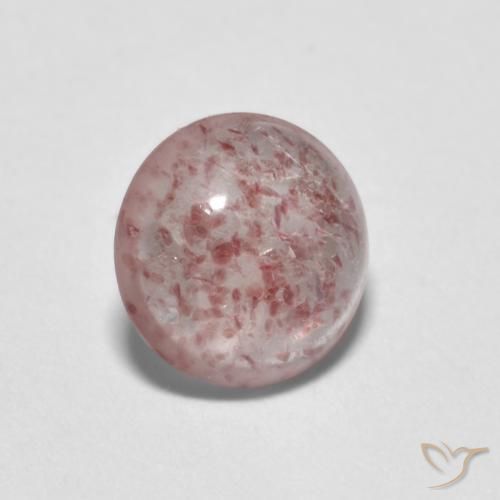 Cuarzo fresa Rosado claro natural de 0.90 ct, Redondo, Transparente