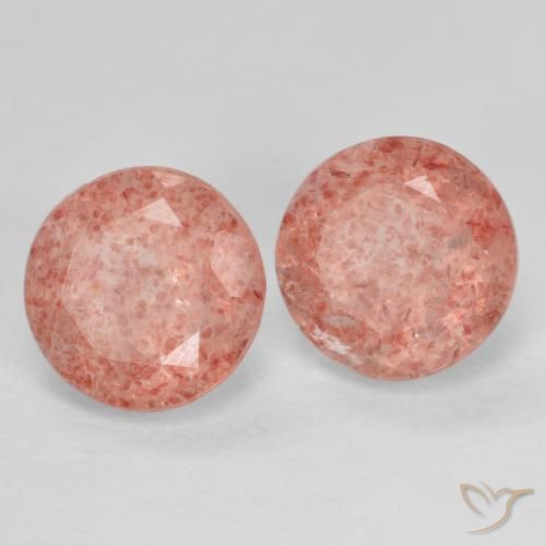 Gemas de Cuarzo fresa Rosado medio natural de 2.62 ct, Redondo, Translúcido