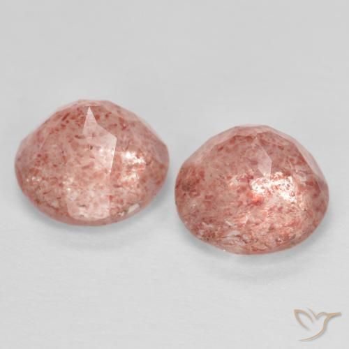 Gemas de Cuarzo fresa Rosado medio natural de 2.62 ct, Redondo, Translúcido