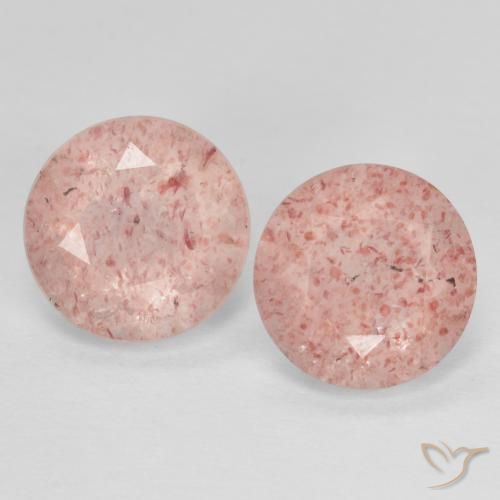 2.28ctw Natural Rosado rosa intenso Cuarzo fresa, Redondo, Transparente