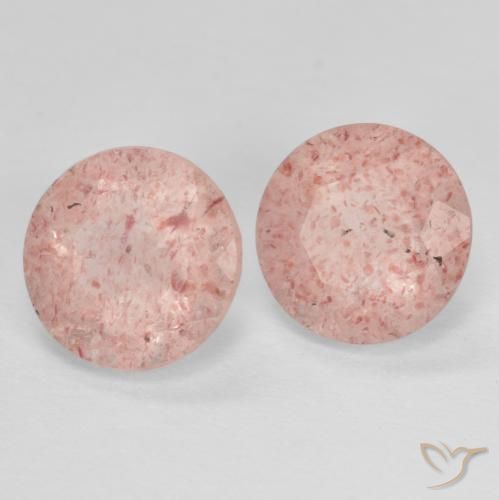 Gemas de Cuarzo fresa Rosado rosa intenso natural de 2.28 ct, Redondo, Transparente
