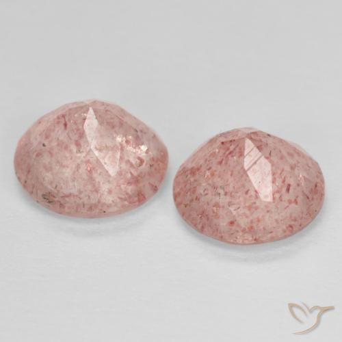 Gemas de Cuarzo fresa Rosado rosa intenso natural de 2.28 ct, Redondo, Transparente