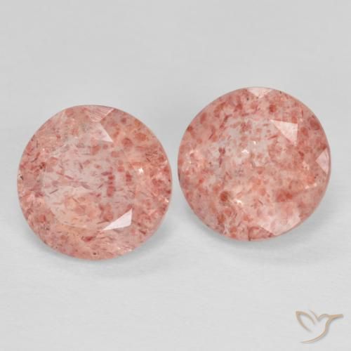 Gemas de Cuarzo fresa Rosa rosado natural de 2.19 ct, Redondo, Transparente