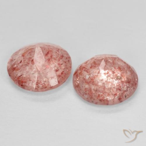 Gemas de Cuarzo fresa Rosa rosado natural de 2.19 ct, Redondo, Transparente