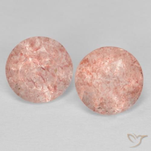 2.40ctw Natural Rosado naranja Cuarzo fresa, Redondo, Transparente