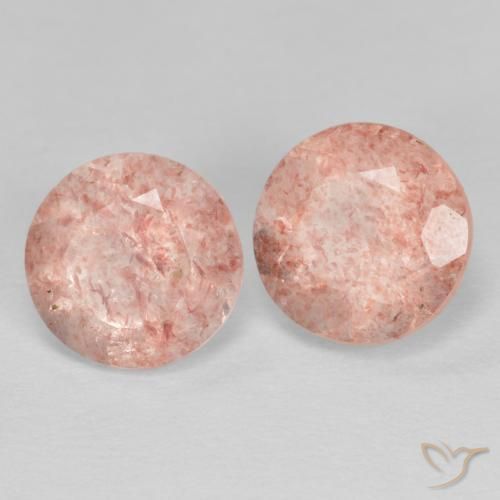 Gemas de Cuarzo fresa Rosado naranja natural de 2.40 ct, Redondo, Transparente