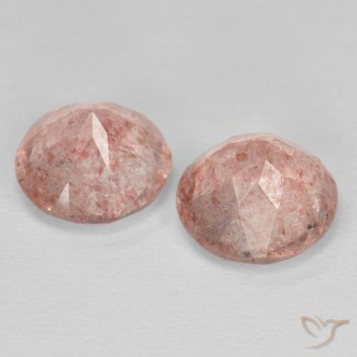 Gemas de Cuarzo fresa Rosado naranja natural de 2.40 ct, Redondo, Transparente