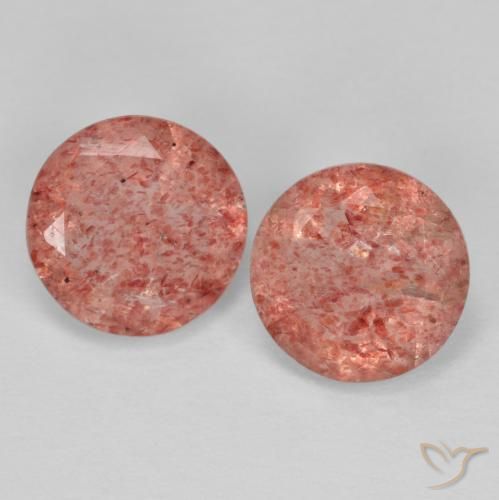 2.02ctw Natural Rosado rojizo cuarzo fresa, Redondo, Transparente