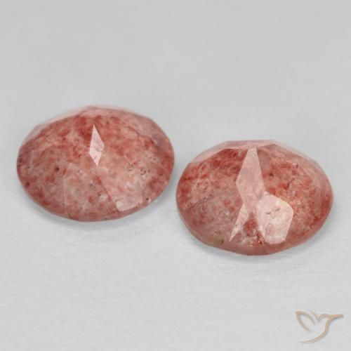 Gemas de Cuarzo fresa Rosado rojizo natural de 2.02 ct, Redondo, Transparente