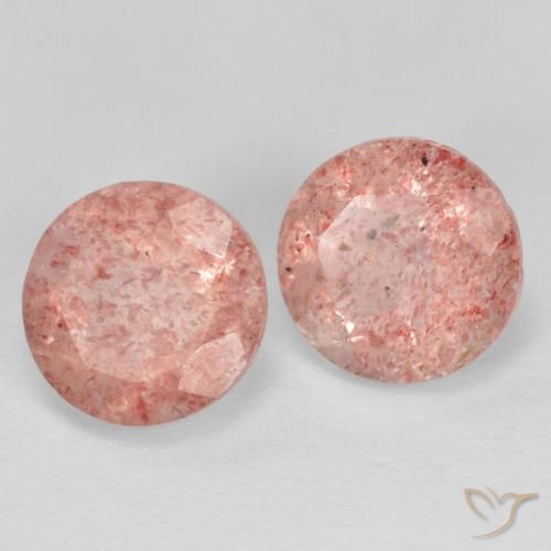 Gemas de Cuarzo fresa Rosado medio natural de 2.29 ct, Redondo, Transparente