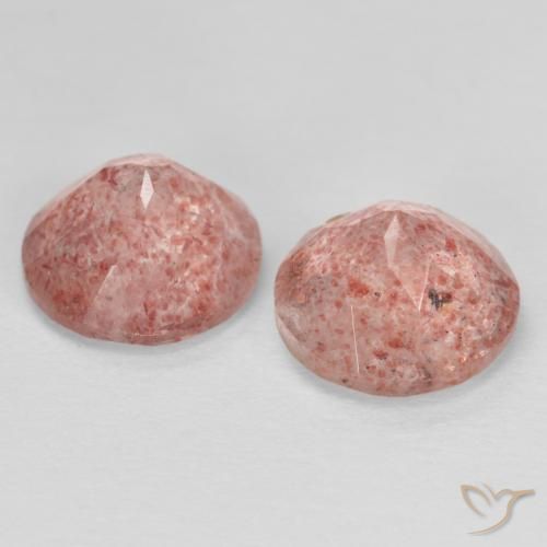 Gemas de Cuarzo fresa Rosado medio natural de 2.29 ct, Redondo, Transparente
