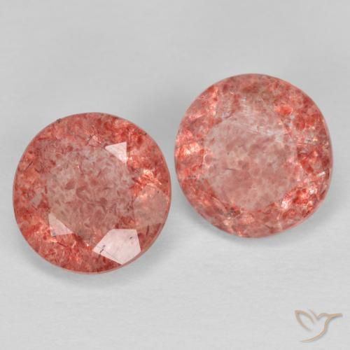 Gemas de Cuarzo fresa Rosado frambuesa natural de 2.17 ct, Redondo, Transparente