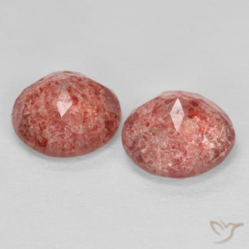 Gemas de Cuarzo fresa Rosado frambuesa natural de 2.17 ct, Redondo, Transparente