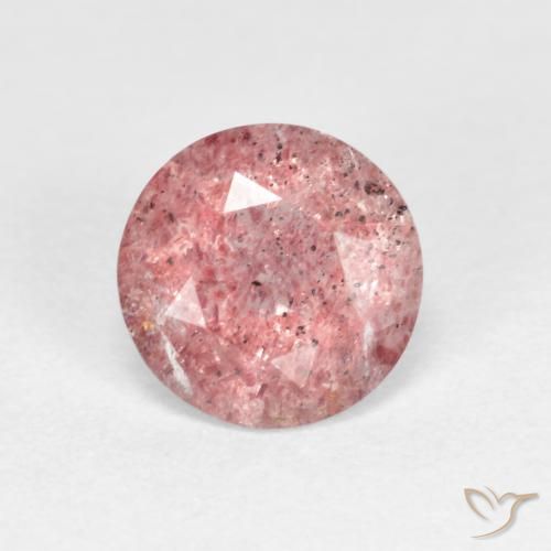 1.06ct Natural Rosado bubblegum claro Cuarzo fresa, Redondo, Transparente