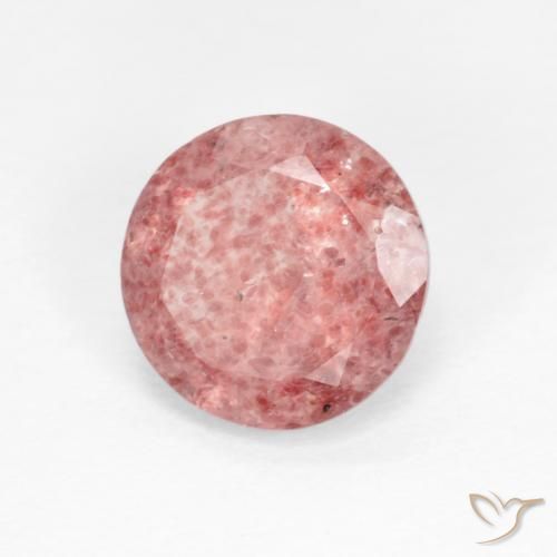 Cuarzo fresa Rosado medio natural de 1.22 ct, Redondo, Transparente