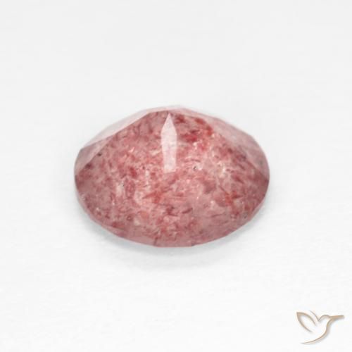 Cuarzo fresa Rosado medio natural de 1.22 ct, Redondo, Transparente