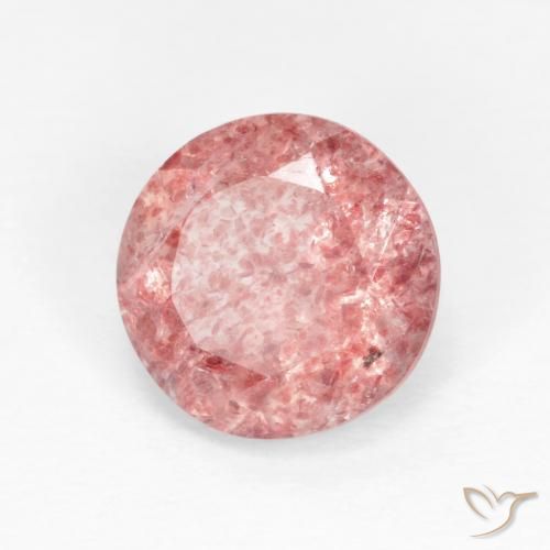 Cuarzo fresa Rojo indio natural de 1.60 ct, Redondo, Transparente