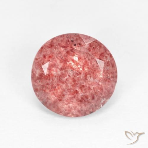 1.52ct Natural Rojo indio Cuarzo fresa, Redondo, Transparente