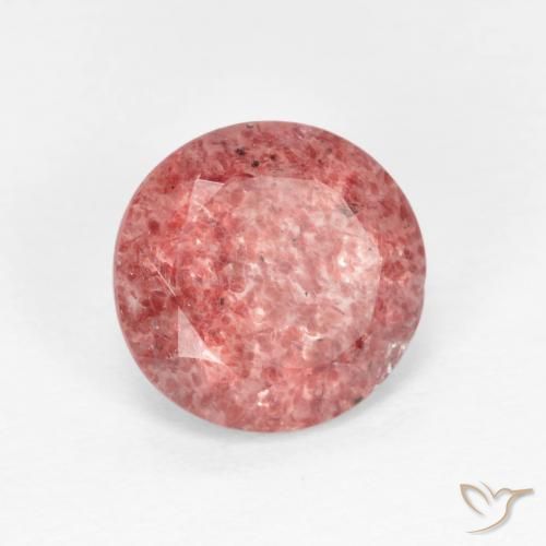 Cuarzo fresa Rojo indio natural de 1.52 ct, Redondo, Transparente