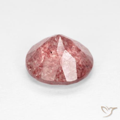Cuarzo fresa Rojo indio natural de 1.52 ct, Redondo, Transparente