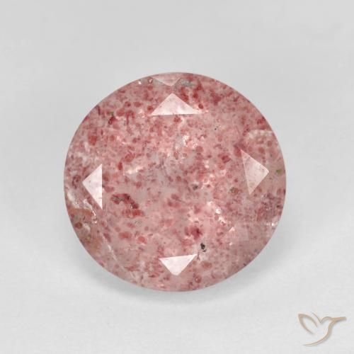 3.19ct Natural Rosado cálido claro Cuarzo fresa, Redondo, Transparente