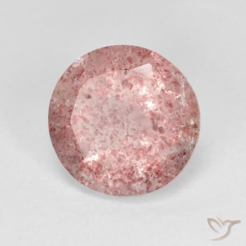Cuarzo fresa Rosado cálido claro natural de 3.19 ct, Redondo, Transparente