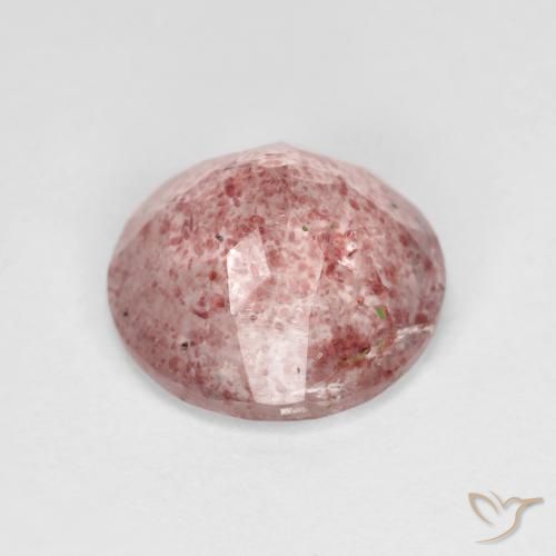 Cuarzo fresa Rosado cálido claro natural de 3.19 ct, Redondo, Transparente