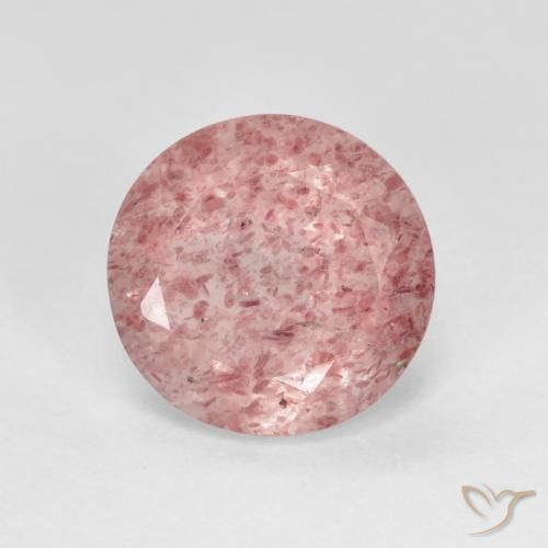 2.33ct Natural Rosado cálido claro Cuarzo fresa, Redondo, Transparente