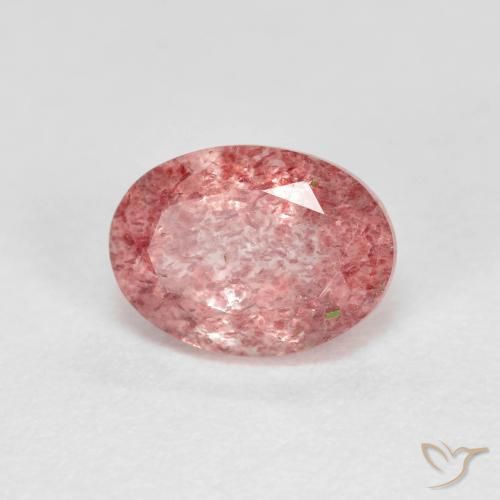1.41ct Natural Rosado Bubblegum cuarzo fresa, Ovalada, Transparente