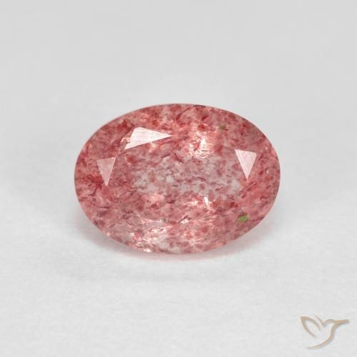 Cuarzo fresa Rosado Bubblegum natural de 1.41 ct, Ovalada, Transparente