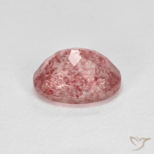 Cuarzo fresa Rosado Bubblegum natural de 1.41 ct, Ovalada, Transparente