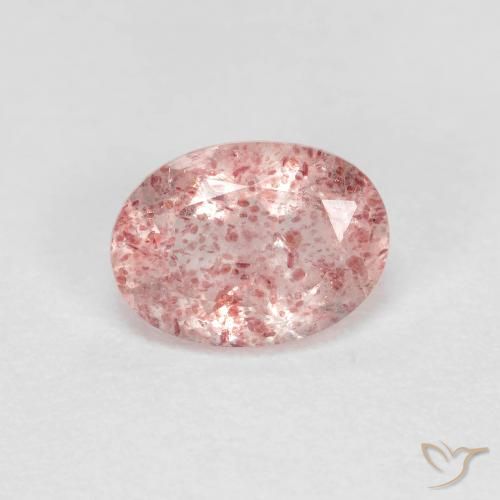 Cuarzo fresa Rosado claro natural de 1.20 ct, Ovalada, Transparente