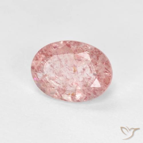 Cuarzo fresa Rosado claro natural de 1.16 ct, Ovalada, Transparente
