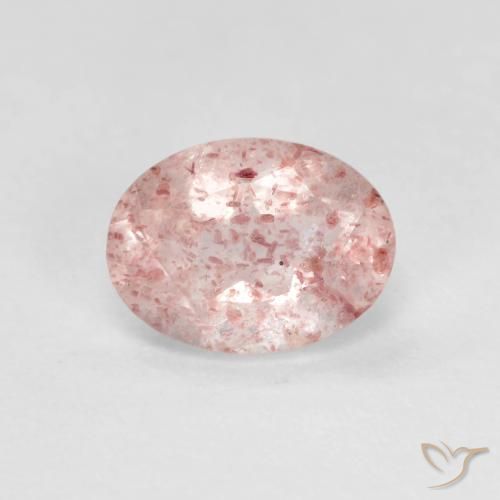 Cuarzo fresa Rosado claro natural de 1.21 ct, Ovalada, Transparente