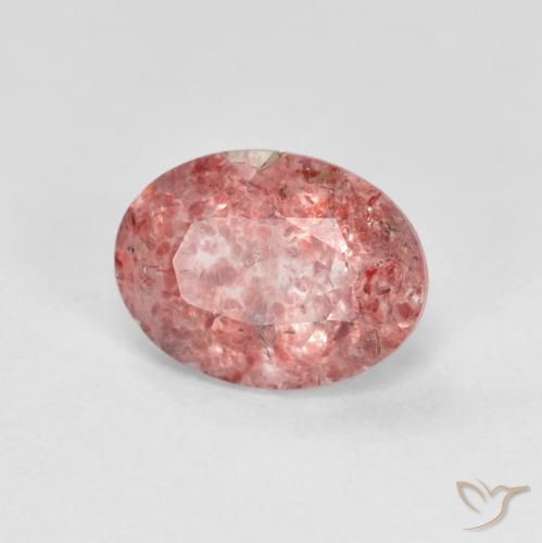 Cuarzo fresa Rosado frambuesa natural de 1.26 ct, Ovalada, Transparente