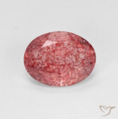 1.72ct Natural Rojo claro cuarzo fresa, Ovalada, Transparente
