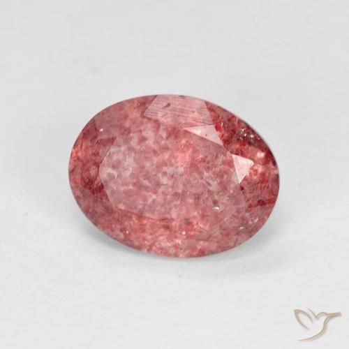 Cuarzo fresa Rojo claro natural de 1.72 ct, Ovalada, Transparente