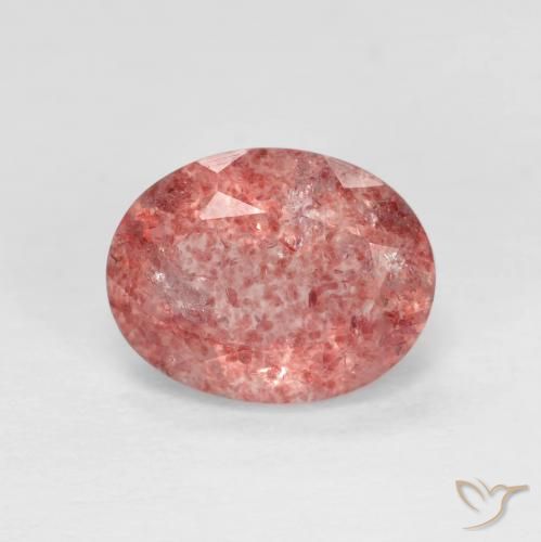 1.89ct Natural Rojo claro cuarzo fresa, Ovalada, Transparente