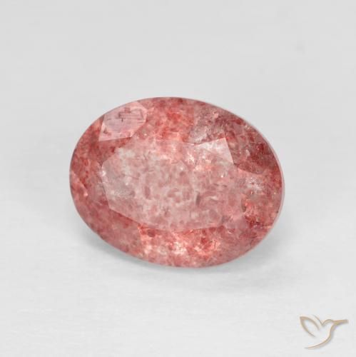 Cuarzo fresa Rojo claro natural de 1.89 ct, Ovalada, Transparente