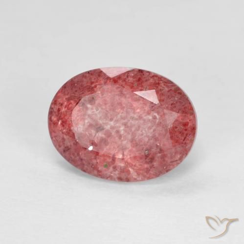 Cuarzo fresa Rojo escarlata natural de 1.92 ct, Ovalada, Transparente