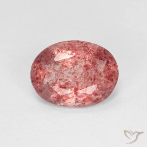 1.52ct Natural Rojo medio cuarzo fresa, Ovalada, Transparente