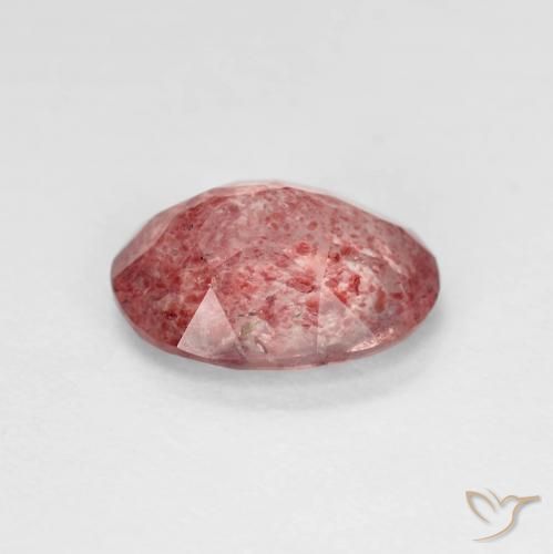 Cuarzo fresa Rojo medio natural de 1.52 ct, Ovalada, Transparente