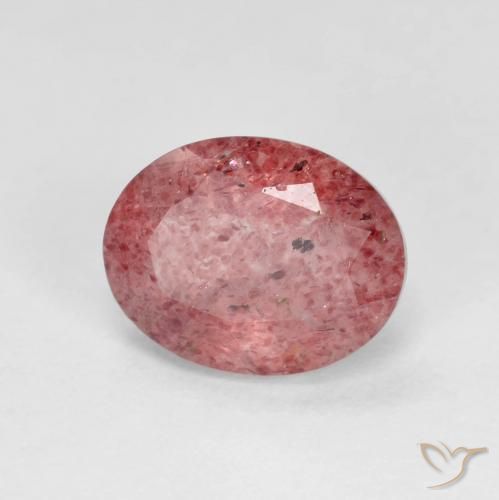 Cuarzo fresa Rojo escarlata natural de 2.05 ct, Ovalada, Transparente
