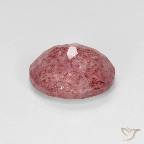 Cuarzo fresa Rojo escarlata natural de 2.05 ct, Ovalada, Transparente