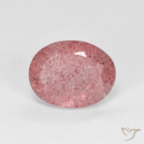 Cuarzo fresa Rojo medio natural de 1.81 ct, Ovalada, Transparente