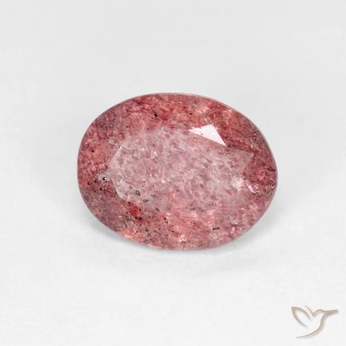 1.49ct Natural Rojo intenso cuarzo fresa, Ovalada, Transparente