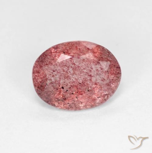 Cuarzo fresa Rojo intenso natural de 1.49 ct, Ovalada, Transparente