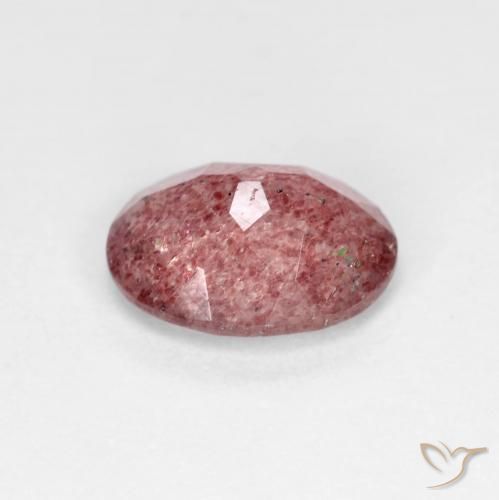 Cuarzo fresa Rojo intenso natural de 1.49 ct, Ovalada, Transparente