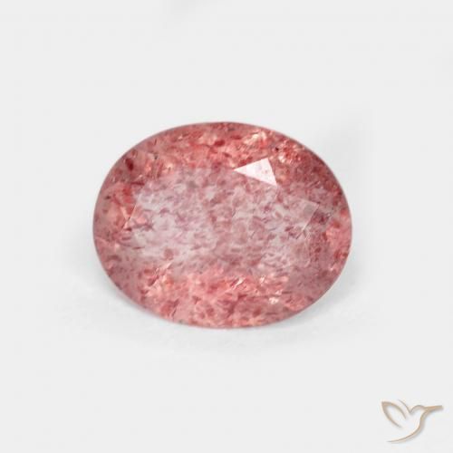 1.22ct Natural Rojo claro cuarzo fresa, Ovalada, Transparente